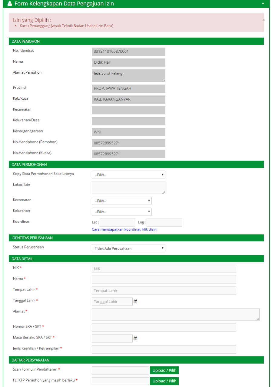 Pada Bagian Daftar Persyaratan Klik Tombol "Upload/Pilih" Untuk ...